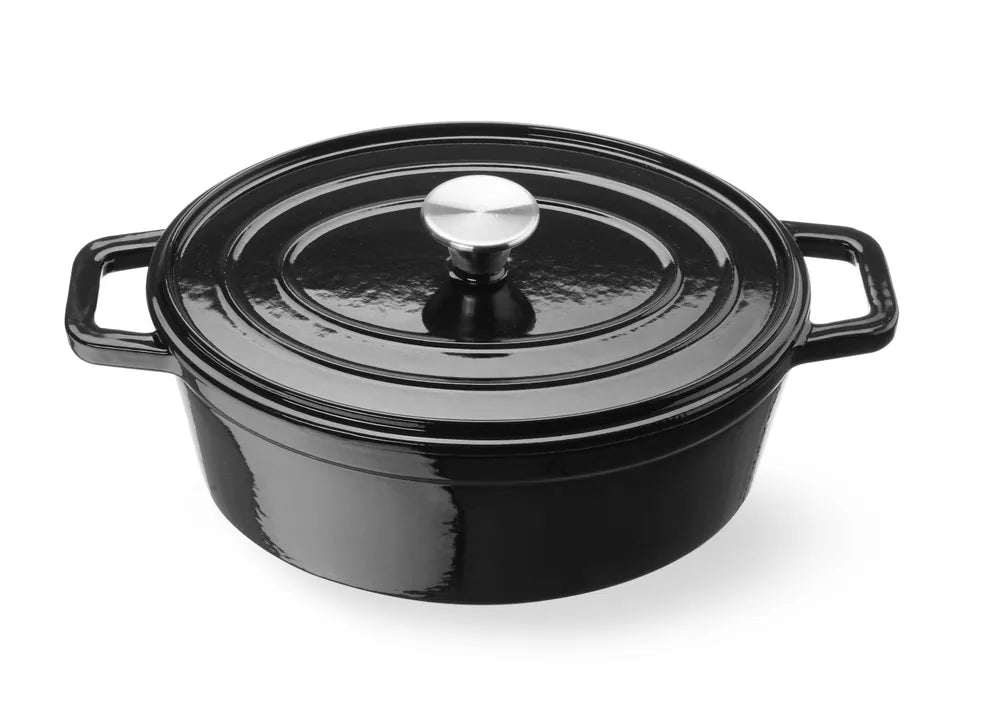 Emaillierter Gusseisentopf, HENDI, 4,4L, Schwarz, 365x290x(H)115mm