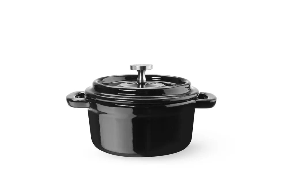 Emaillierter Gusseisentopf, HENDI, 0,27L, Schwarz, 130x100x(H)48mm