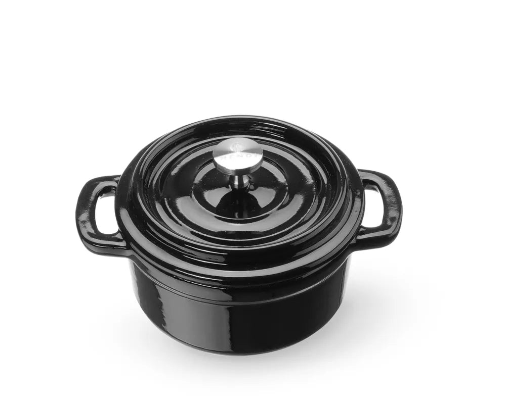 Emaillierter Gusseisentopf, HENDI, 0,27L, Schwarz, 130x100x(H)48mm