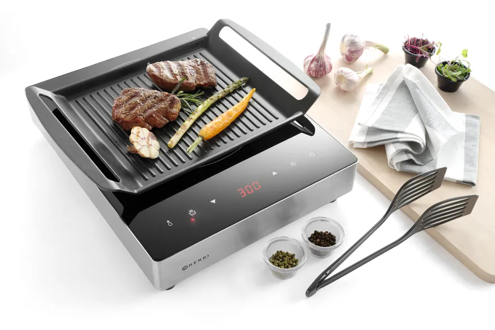 Grillplatte für Induktionskocher, HENDI, 390x260x(H)35mm