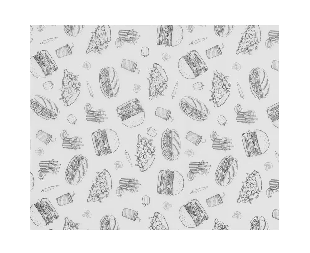 Einschlagpapier, fettdicht, HENDI, Fastfood-Muster, 500 Stk., 200x250mm