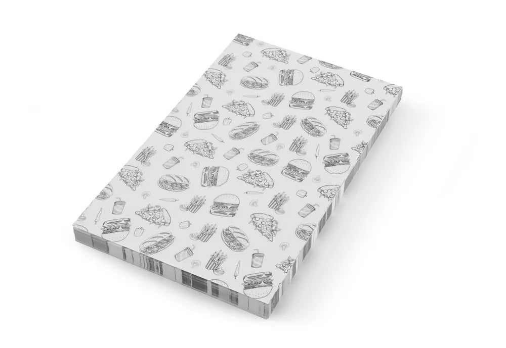 Einschlagpapier, fettdicht, HENDI, Fastfood-Muster, 500 Stk., 250x350mm