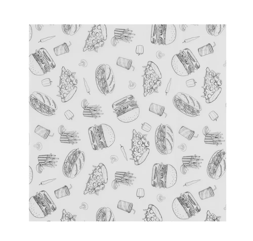 Einschlagpapier, fettdicht, HENDI, Fastfood-Muster, 500 Stk., 305x305mm