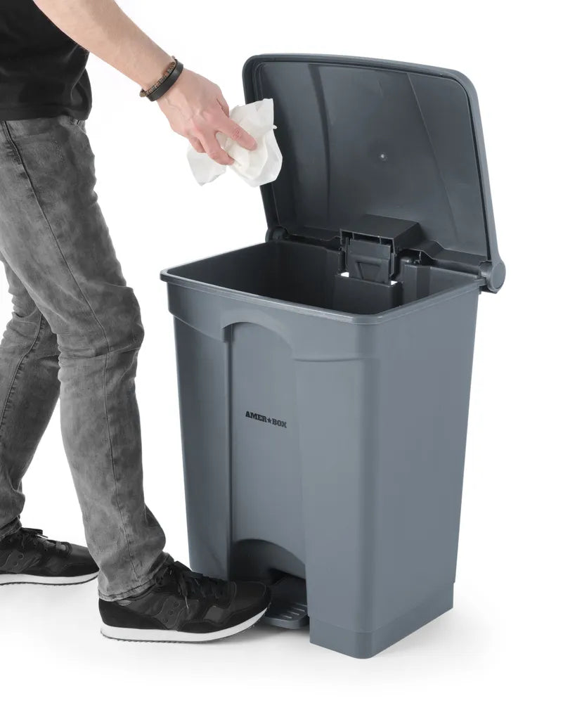 Tret-Abfalleimer, AmerBox, 87L, Hellgrau, 500x410x(H)815mm