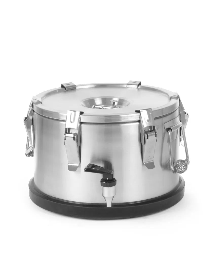 Isolierter tragbarer Behälter - mit Ablasshahn, HENDI, Profi Line, 15L, Silber, ⌀330x(H)280mm