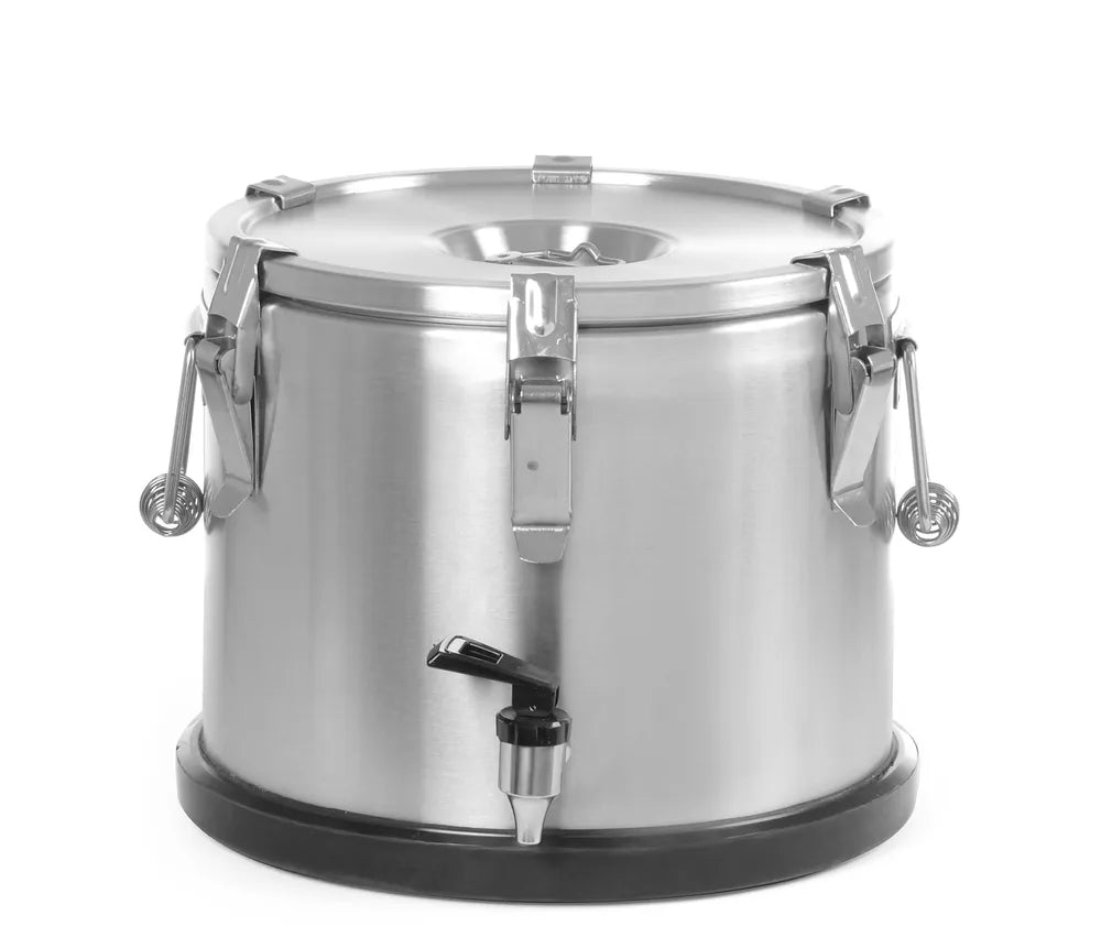 Isolierter tragbarer Behälter - mit Ablasshahn, HENDI, Profi Line, 20L, Silber, ⌀330x(H)360mm