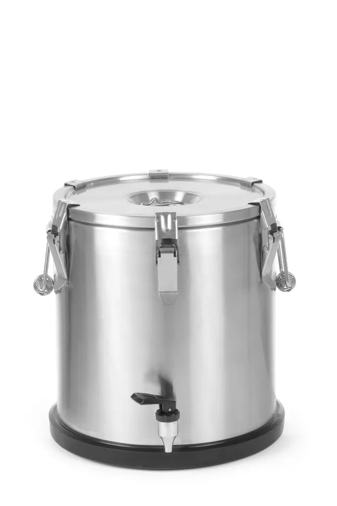 Isolierter tragbarer Behälter - mit Ablasshahn, HENDI, Profi Line, 15L, Silber, ⌀330x(H)280mm