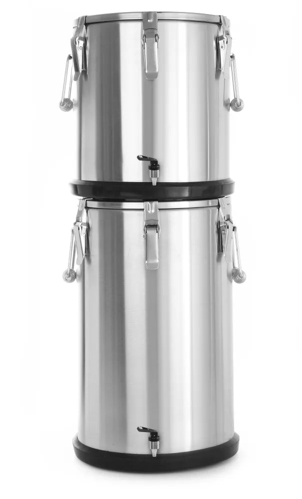 Isolierter tragbarer Behälter - mit Ablasshahn, HENDI, Profi Line, 20L, Silber, ⌀330x(H)360mm