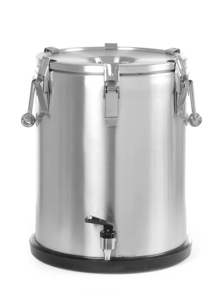 Isolierter tragbarer Behälter - mit Ablasshahn, HENDI, Profi Line, 10L, Silber, ⌀330x(H)220mm