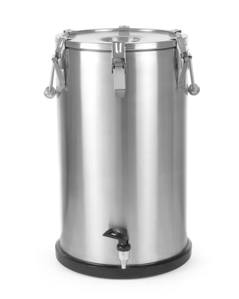 Isolierter tragbarer Behälter - mit Ablasshahn, HENDI, Profi Line, 20L, Silber, ⌀330x(H)360mm