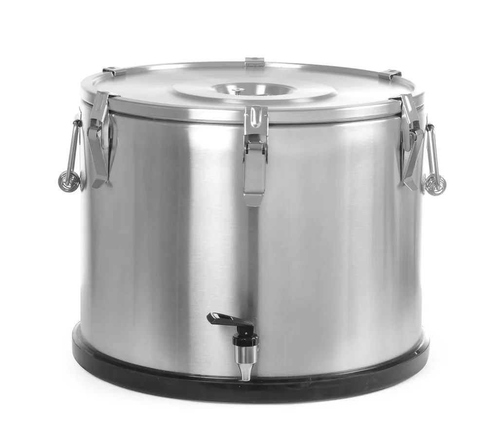 Isolierter tragbarer Behälter - mit Ablasshahn, HENDI, Profi Line, 50L, Silber, ⌀480x(H)380mm