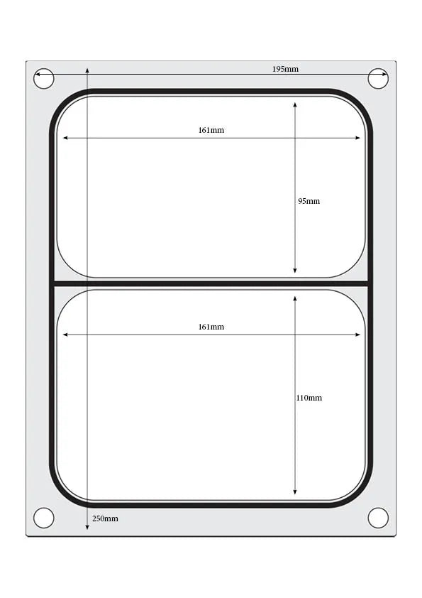 Matrize für Versiegelungsmaschine, HENDI, ein zweiteiliger Behälter (227x178 mm)