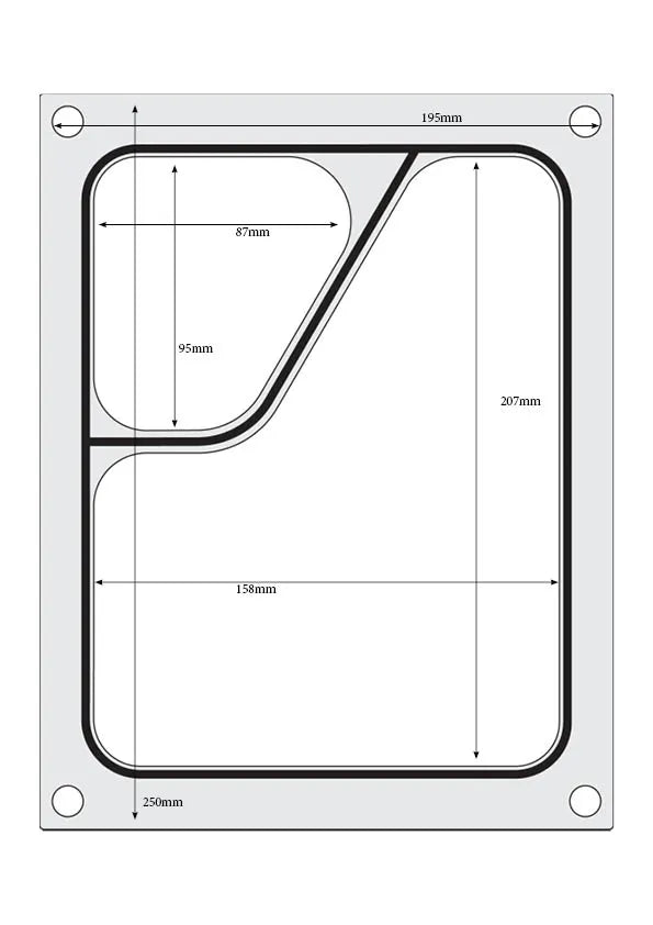 Matrize für Versiegelungsmaschine, HENDI, ein zweiteiliger Colt-Behälter (227x178 mm)