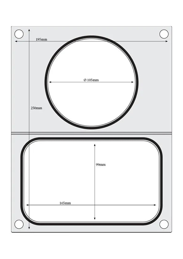 Matrize für Versiegelungsmaschine, HENDI, zwei Behälter (1x 178x113 mm, 1x ø115 mm)
