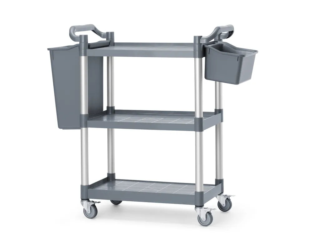 Servierwagen aus Polypropylen mit 3 Fächern, klein, AmerBox, 800x420x(H)945mm