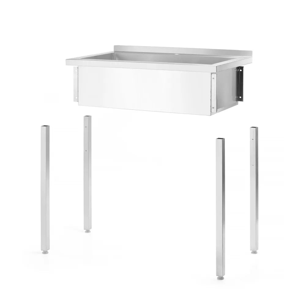 Tisch mit Einzelwaschwanne, ohne Spritzschutz – verschraubt, Tiefe 600 mm, HENDI, Budget Line, 800x600x(H)850mm