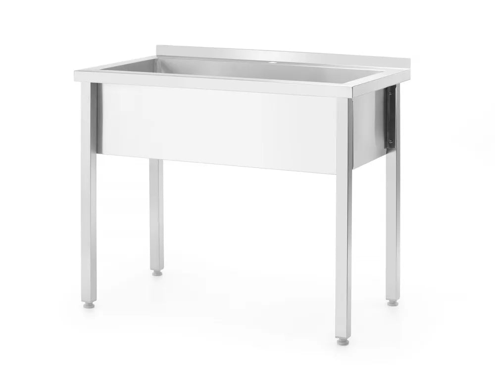 Tisch mit Einzelwaschwanne, ohne Spritzschutz – verschraubt, Tiefe 600 mm, HENDI, Budget Line, 800x600x(H)850mm