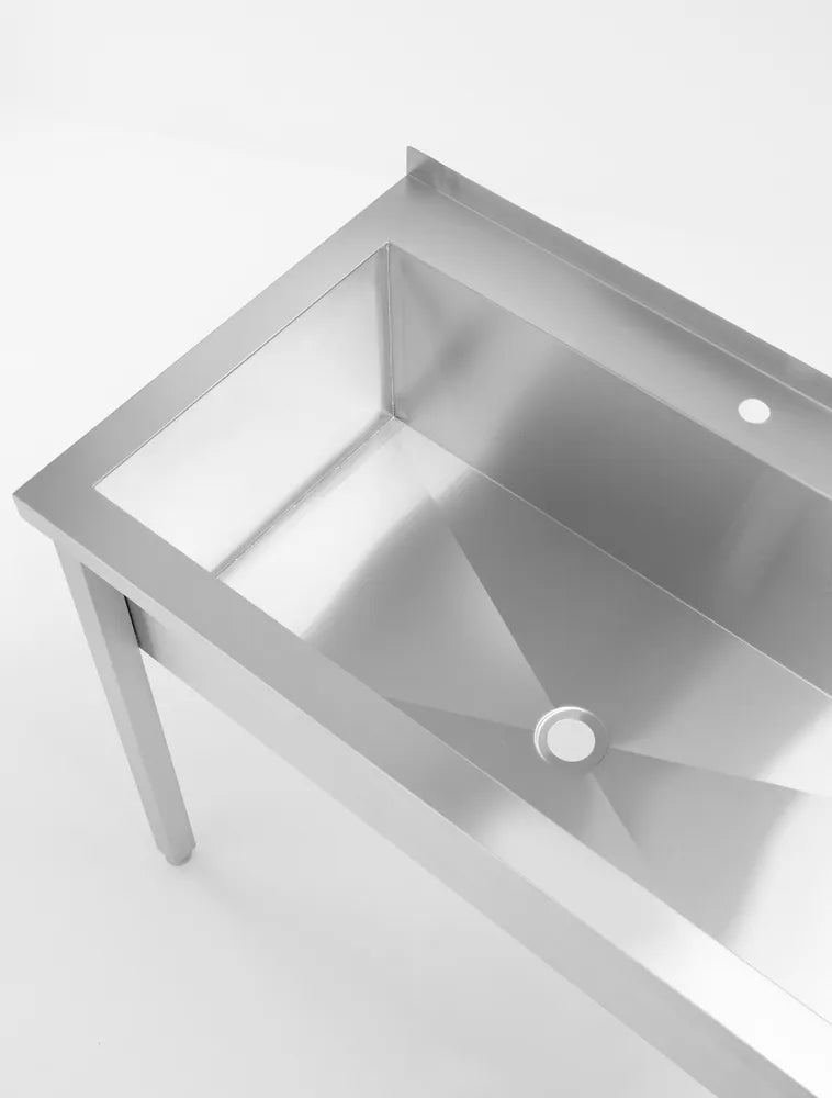 Tisch mit Einzelwaschwanne, ohne Spritzschutz – verschraubt, Tiefe 600 mm, HENDI, Budget Line, 1000x600x(H)850mm