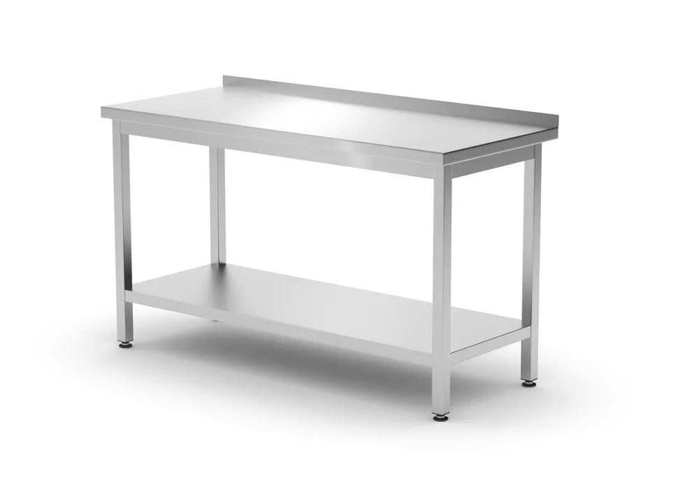 Wandtisch mit Ablage – verschraubt, Tiefe 600 mm, HENDI, Profi Line, 1400x600x(H)850mm