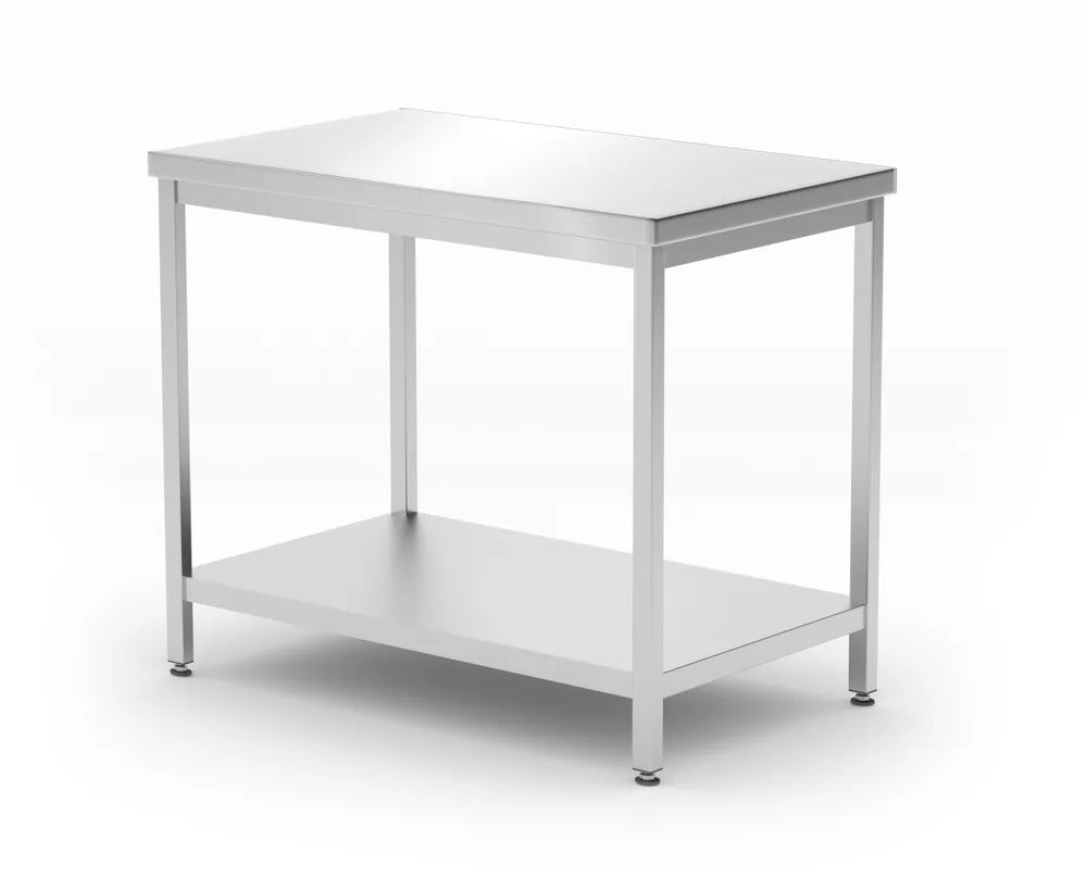 Mitteltisch mit Ablage – verschraubt, Tiefe 600 mm, HENDI, Profi Line, 1200x600x(H)850mm