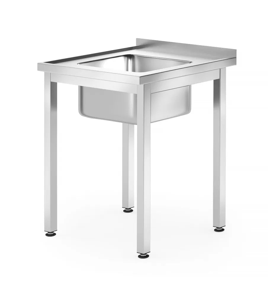 Spültisch – verschraubt, Tiefe 600 mm, HENDI, Profi Line, Waschbecken in der Mitte, 600x600x(H)850mm