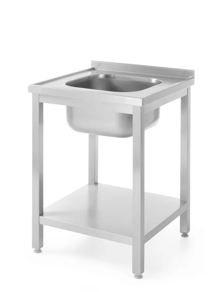 Waschtisch mit Ablage – verschraubt, Tiefe 600 mm, HENDI, Profi Line, Zentriert, 600x600x(H)850mm