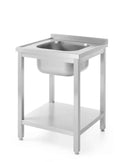 Waschtisch mit Ablage – verschraubt, Tiefe 600 mm, HENDI, Profi Line, Zentriert, 600x600x(H)850mm