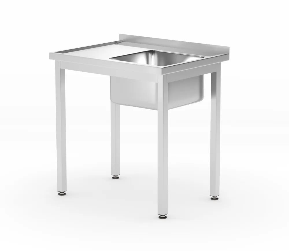 Waschtisch mit Ablage – verschraubt, Tiefe 600 mm, HENDI, Profi Line, Zentriert, 600x600x(H)850mm