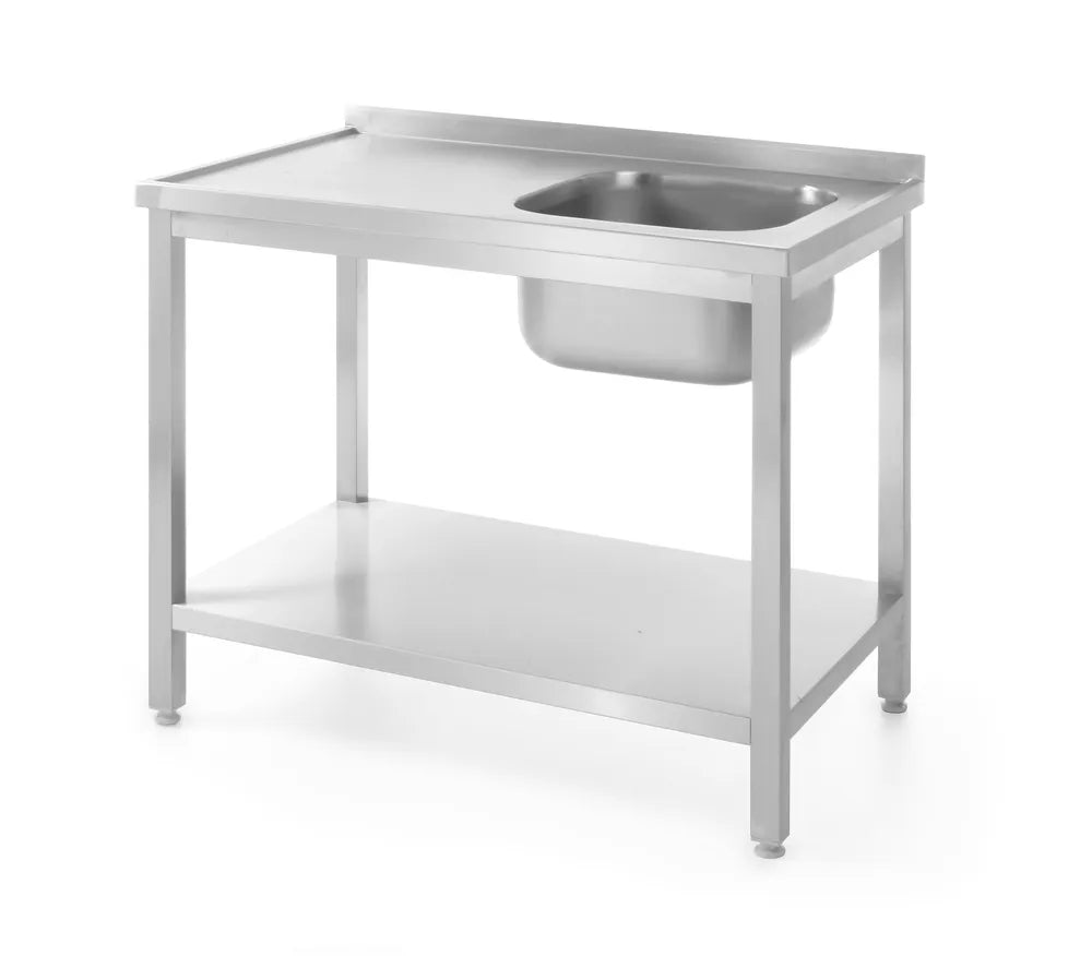 Waschtisch mit Ablage – verschraubt, Tiefe 600 mm, HENDI, Profi Line, Zentriert, 600x600x(H)850mm