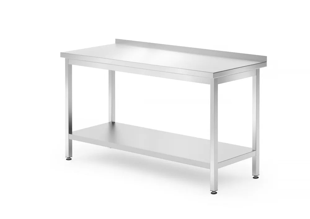 Wandtisch mit Ablage – verschraubt, Tiefe 700 mm, HENDI, Profi Line, 1400x700x(H)850mm
