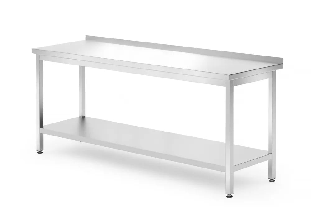 Wandtisch mit Ablage – verschraubt, Tiefe 700 mm, HENDI, Profi Line, 1800x700x(H)850mm