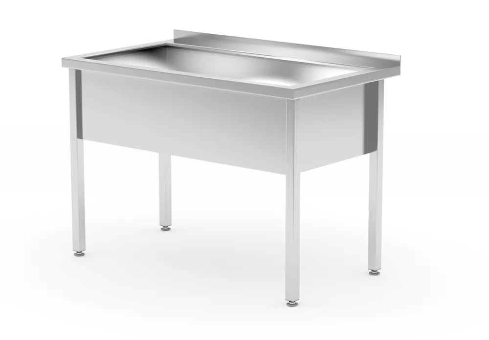Tisch mit Einzelwaschwanne – verschweißt, Tiefe 700 mm, Kammerhöhe 300 mm, HENDI, Profi Line, 800x700x(H)850mm