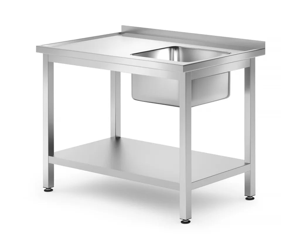 Waschtisch mit Ablage – verschraubt, Tiefe 700 mm, HENDI, Profi Line, Richtig, 1000x700x(H)850mm