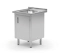 Waschtisch, verschweißt, mit Schrank- und Scharniertüren, HENDI, Profi Line, 600x700x(H)850mm