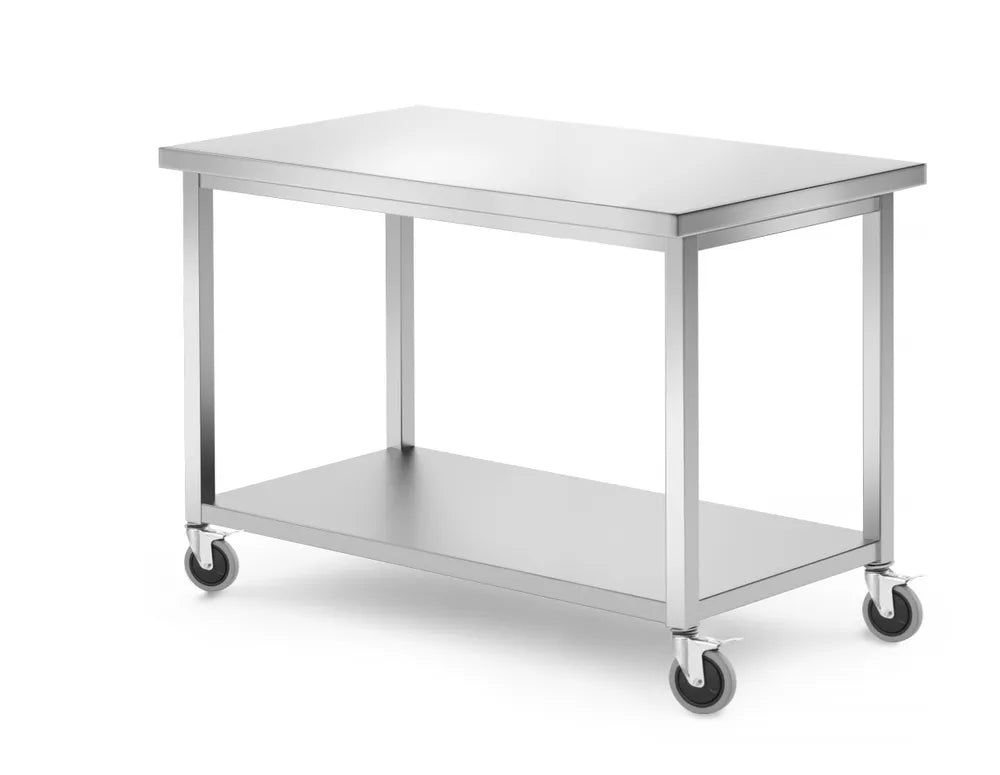 Mobiler Tisch, mit Ablage – verschraubt, HENDI, Kitchen Line, 1200x600x(H)850mm