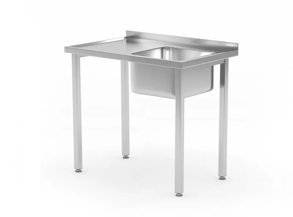 Spültisch, verschraubt, HENDI, Kitchen Line, Spülbecken auf der linken Seite, 800x600x(H)850mm