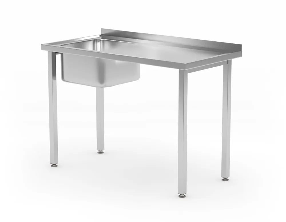 Spültisch, verschraubt, HENDI, Kitchen Line, Spülbecken auf der linken Seite, 800x600x(H)850mm