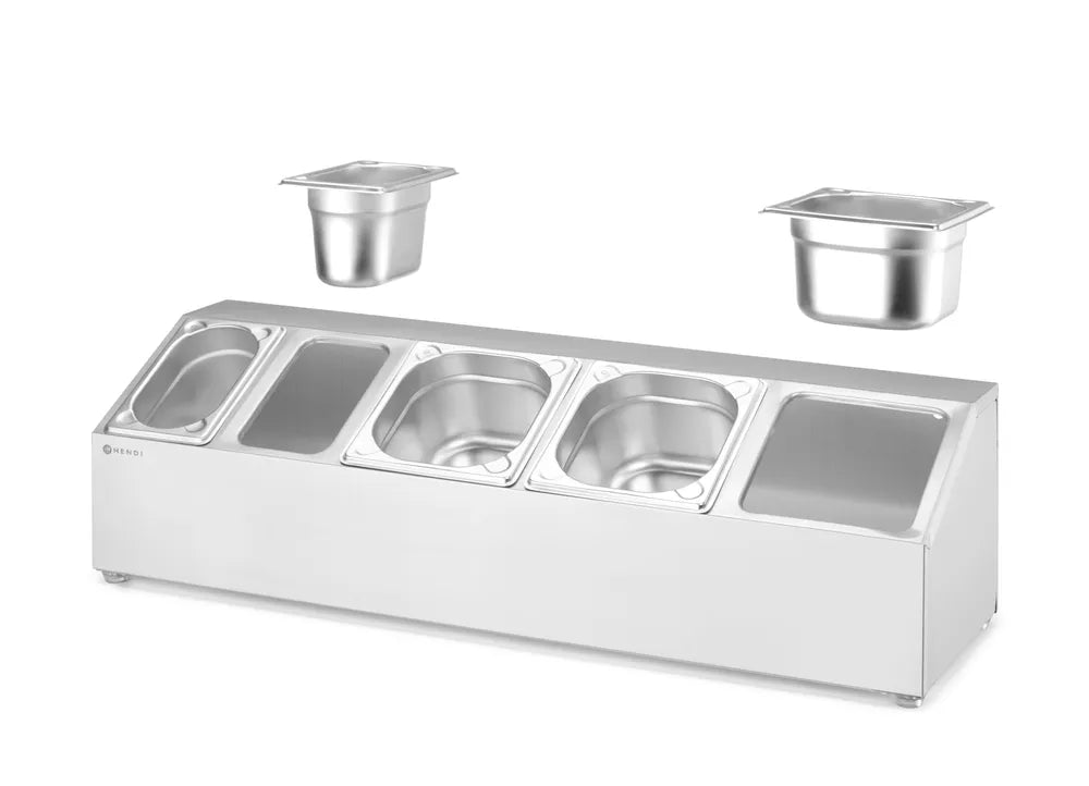 Halterung für Gastronorm-Behälter, HENDI, 5 Fächer, 745x245x(H)215mm