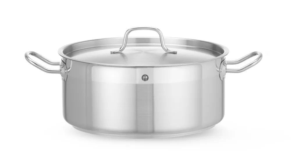 Kochtopf, niedrig - mit Deckel, HENDI, Profi Line, 7,5L, ⌀280x(H)120mm