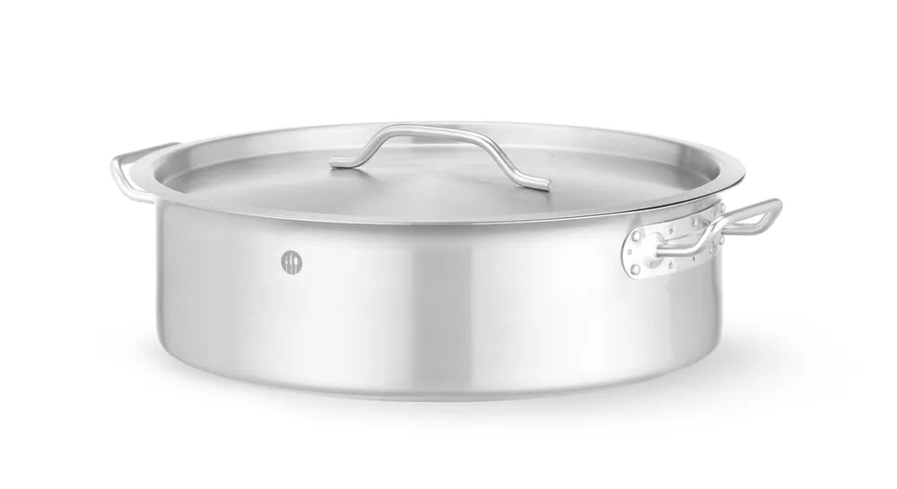 Kochtopf, niedrig - mit Deckel, HENDI, 10,8L, ⌀360x(H)110mm, Rund