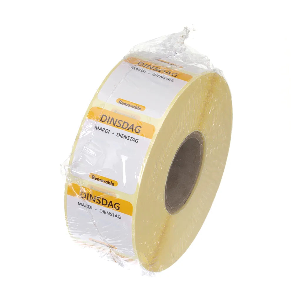 Täglich anwendbare Lebensmittelsicherheitsetiketten, mehrfach verwendbar, leicht entfernbar , HENDI, Dienstag, Gelb, 1000 Stk., 25x25mm