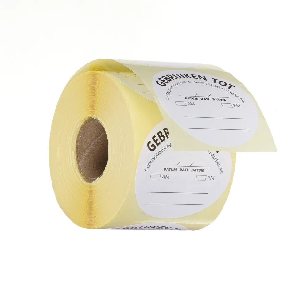 Lebensmittelsicherheit-Aufkleber, mehrfach verwendbar, leicht entfernbar, „VERWENDEN VOR“, HENDI, Weiß, 500 Stk., ⌀50mm