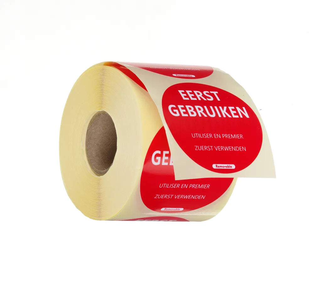 Lebensmittelsicherheit-Aufkleber, mehrfach verwendbar, leicht entfernbar, „USE FIRST“ (Zuerst verwenden), HENDI, Rot, 500 Stk., ⌀50mm