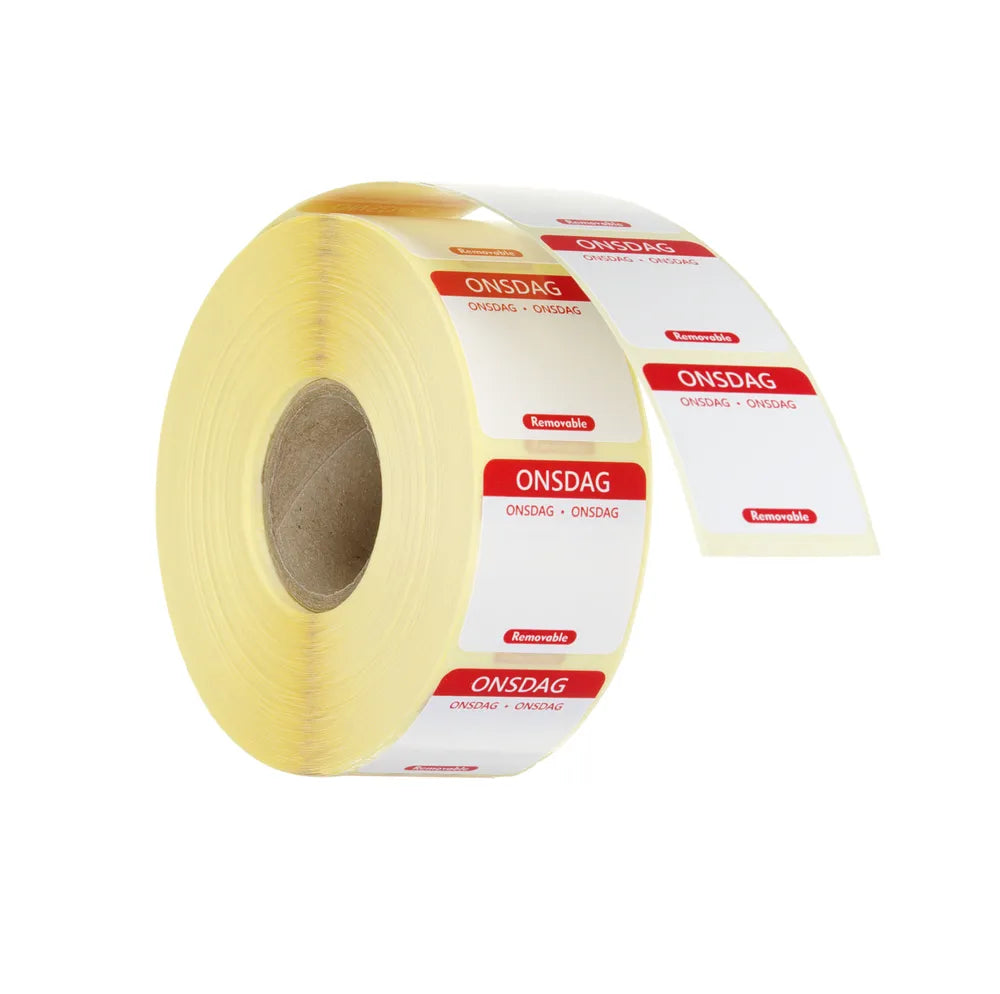 Täglich anwendbare Lebensmittelsicherheitsetiketten, für den Mehrfachgebrauch, leicht zu entfernen , HENDI, Mittwoch, Rot, 1000 Stk., 25x25mm