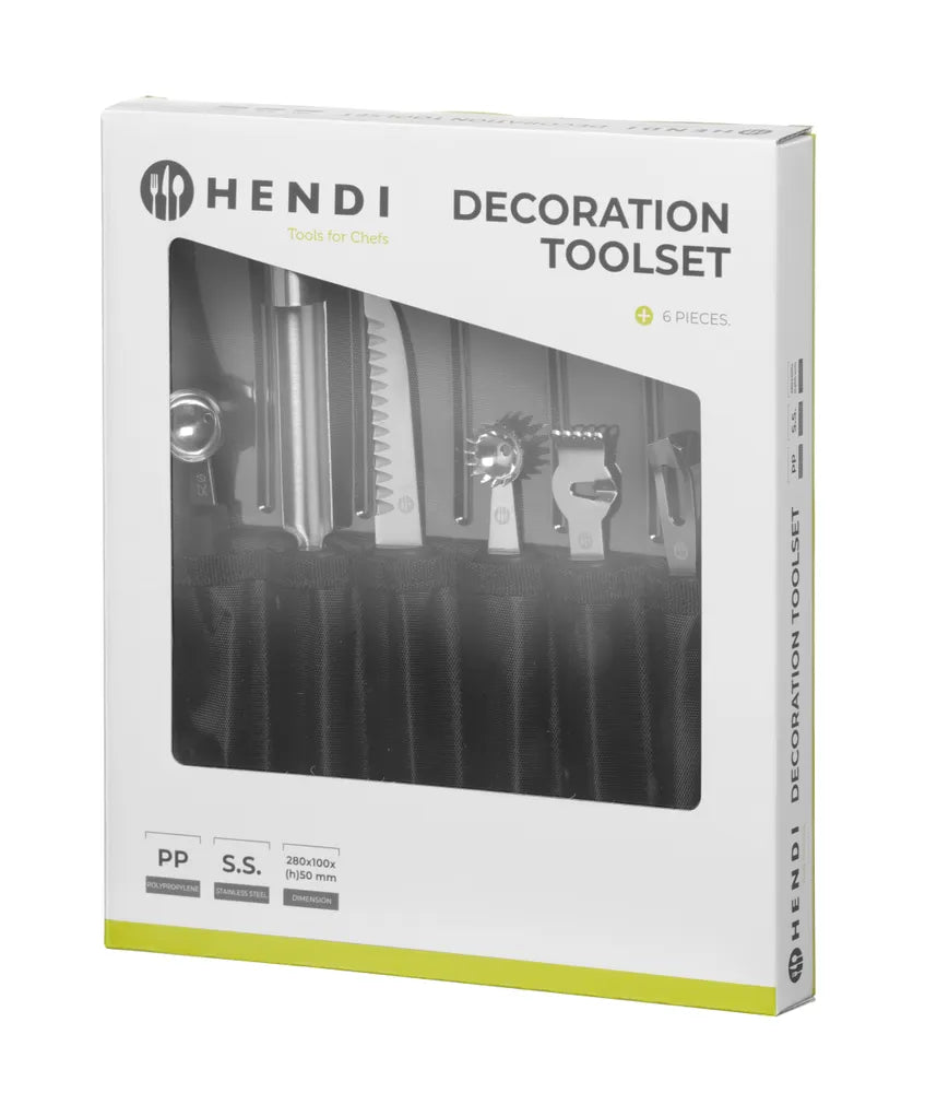 Dekoriermesserset - 6-teilig, HENDI, Schwarz, 280x100x(H)50mm