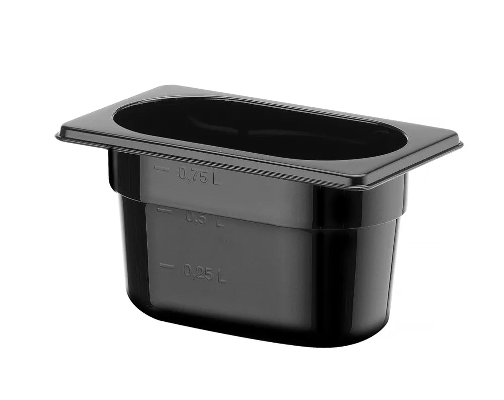Gastronorm-Behälter 1/9, HENDI, GN 1/9, 1L, Schwarz, 176x108x(H)100mm