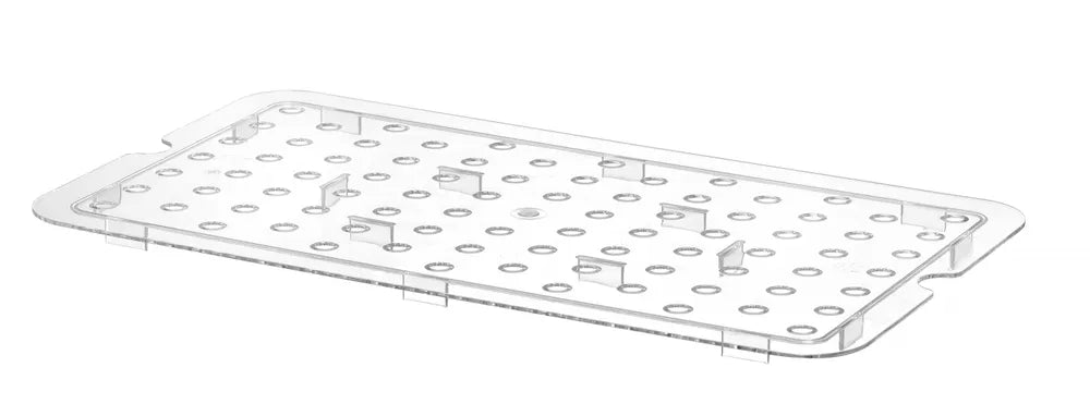 Perforiertes Abtropfgitter für Gastronorm-Behälter aus Polycarbonat, HENDI, Profi Line, GN 1/1, Transparent, 467x263mm