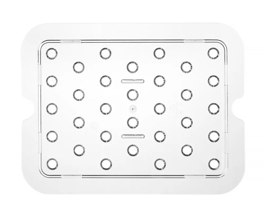 Perforiertes Abtropfgitter für Gastronorm-Behälter aus Polycarbonat, HENDI, Profi Line, GN 1/2, Transparent, 265x206mm