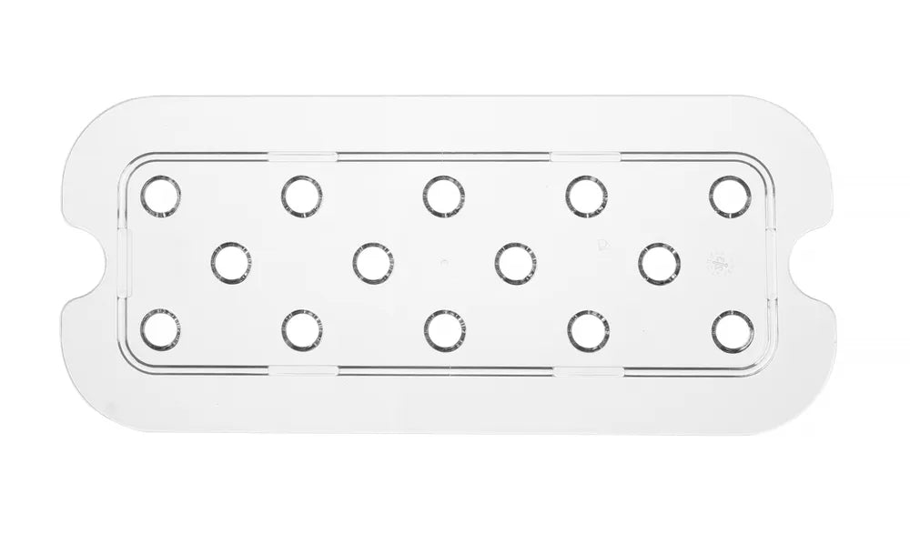Perforiertes Abtropfgitter für Gastronorm-Behälter aus Polycarbonat, HENDI, Profi Line, GN 1/3, Transparent, 266x116mm