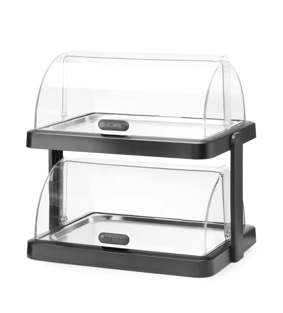 Rolltop Kühldisplay Duo UNIQ, HENDI, designed by Robert Bronwasser, Doppelt, Schwarz, 480x355x(H)480mm, Rechteckig